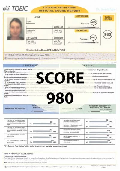 Préparer et réussir le TOEIC : score 980 points. Toeic First Paris, Marseille, Lyon, Toulouse, Lille, Nice,...