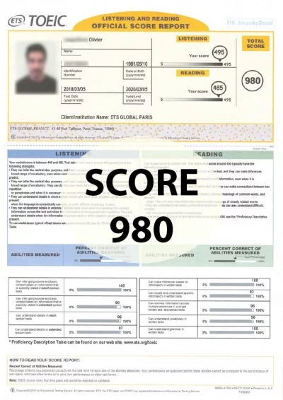 Préparer et réussir le TOEIC : score 980 points. Toeic First Paris, Marseille, Lyon, Toulouse, Lille, Nice,...